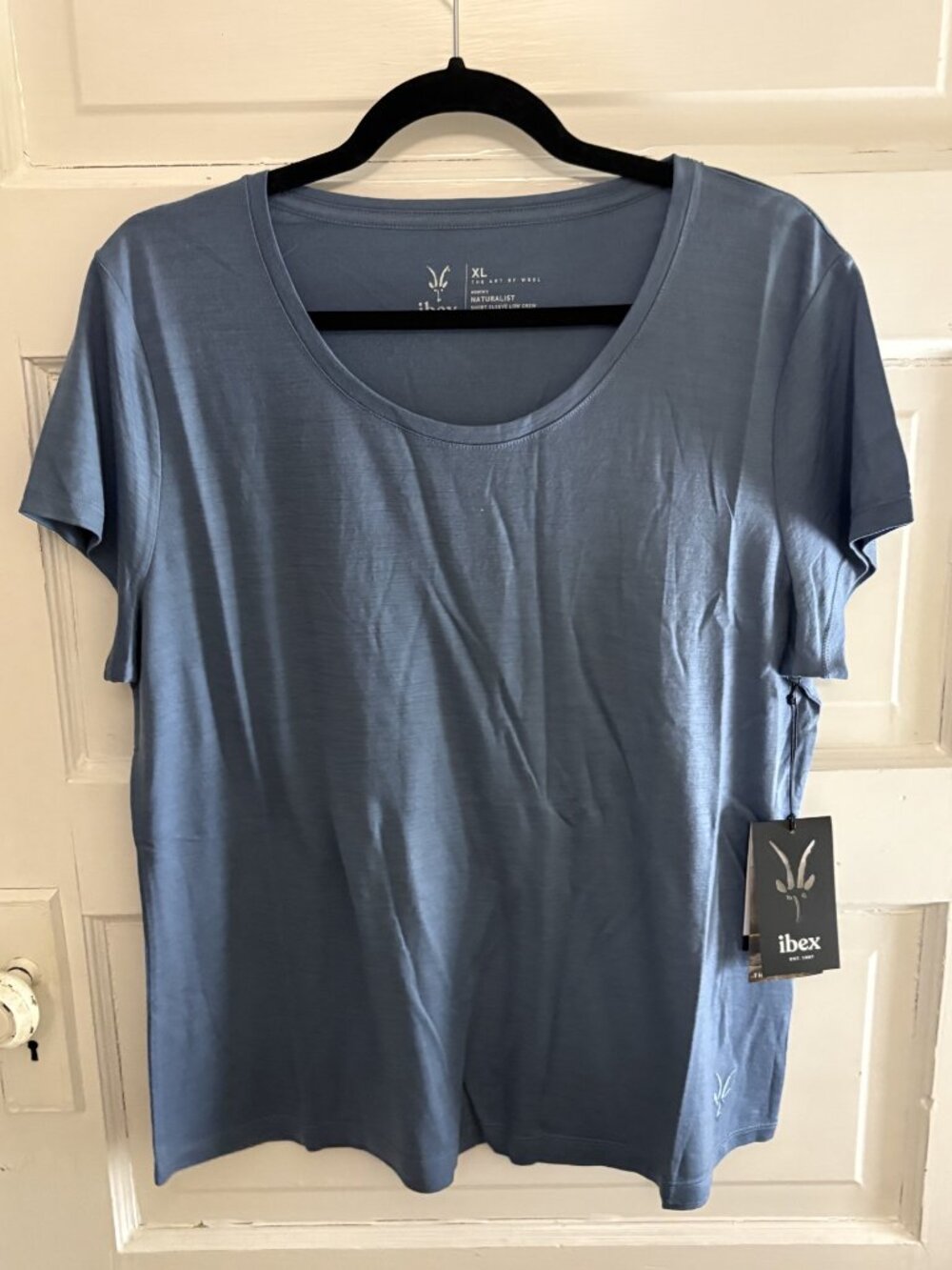 NWT Ibex Naturalist 100% Wool Women's Low Crew XL Blue Thrush